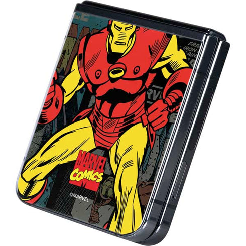 Marvel Classic Comics Iron Man Action Vintage Galaxy Z Flip5 5G Skin